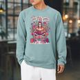 Good Girl Read Bad Books Skeleton Reading Bookworm Raglan Sleeve Sweatshirt Cardinal