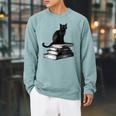 Goth Mystical Gothic Books & Cat Raglan Sleeve Sweatshirt Cardinal