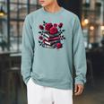 Gothic Books Roses Dark Academia Vintage Library Romance Raglan Sleeve Sweatshirt Cardinal