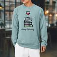 GROUP THERAPY Book Club Raglan Sleeve Sweatshirt Cardinal