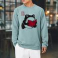 Grumpy Frog Book Lover Librarian Anime Japanese Raglan Sleeve Sweatshirt Cardinal