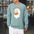 Halloween Boooks Ghost For Book Lover Raglan Sleeve Sweatshirt Cardinal Halloween Boooks Ghost For Book Lover Raglan Sleeve Sweatshirt Cardinal