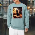 Halloween Cat Reading Books Spooky Cat Reader Teachers Raglan Sleeve Sweatshirt Cardinal
