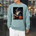 Halloween Girls Boys Wizard Book Pumpkin Kids Halloween Raglan Sleeve Sweatshirt Cardinal