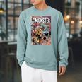 Halloween Horror Vintage Monster Comic Book Retro Raglan Sleeve Sweatshirt Cardinal