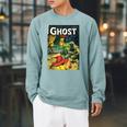 Halloween Horror Vintage Monster Comic Book Retro Scary Raglan Sleeve Sweatshirt Cardinal