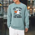 Halloween Keep The Candy I'Ll Take Books Ghost Book Lovers Raglan Sleeve Sweatshirt Cardinal