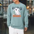 Halloween Teacher Librarian Books Reading Ghost Pun BOOOOKS Men Women Kids Raglan Sleeve Sweatshirt Cardinal