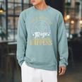 This Is Where Happens Magic Occult Mystic Book Raglan Sleeve Sweatshirt Cardinal