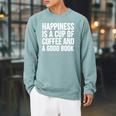 Happiness Is A Cup Of Coffee And A Good Book Raglan Sleeve Sweatshirt Cardinal
