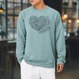 Heart Shaped Adult Coloring Book Style Fashion T Shirt Raglan Sleeve Sweatshirt Cardinal