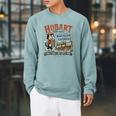 Hobart NY Book Village Of Catskills Vintage Mascot Logo Raglan Sleeve Sweatshirt Cardinal