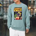 Horror Comic Book Cover Chamber Of Chills 19 Raglan Sleeve Sweatshirt Cardinal