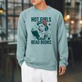 Hot Girls Read Books Bookworm Librarian Humor Raglan Sleeve Sweatshirt Cardinal