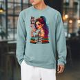 Hot Girls Read Books Spicy Dark Romance Reader Bookish Girl Raglan Sleeve Sweatshirt Cardinal