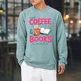 Iced Coffee & Books Reading Lover Trendy Summer Premium Tri-Blend Raglan Sleeve Sweatshirt Cardinal