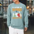 I’d Rather Be Buried In A Horror Book Spooky Skull Book Fan Raglan Sleeve Sweatshirt Cardinal