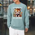 I'd Rather Be Reading Cute Tiger Book Lover Reader Bookworm Raglan Sleeve Sweatshirt Cardinal