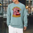 I'm Just Here ForThe BOOOKS Zombie Dog Reading a Book Men Women Kids Raglan Sleeve Sweatshirt Cardinal