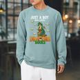 Just a Boy Who Loves Dragons And Books Reading Dragon Raglan Sleeve Sweatshirt Cardinal