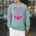 Just A Girl Who Loves Books Butterflies Reading Raglan Sleeve Sweatshirt Cardinal