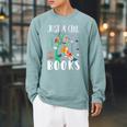 Just A Girl Who Loves Books Lover Librarian Reading Bookworm Premium Raglan Sleeve Sweatshirt Cardinal
