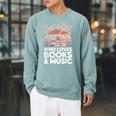 Just a Girl Who Loves Books And Music Raglan Sleeve Sweatshirt Cardinal