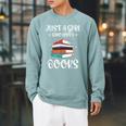 Just A Girl Who Loves Books Women Book Lovers Bookish Girls Raglan Sleeve Sweatshirt Cardinal
