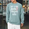 Just A Girl Who Loves Dinosaurs And Books Dinosaur Raglan Sleeve Sweatshirt Cardinal