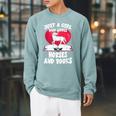 Just A Girl Who Loves Horses And Books Heart Reading Raglan Sleeve Sweatshirt Cardinal