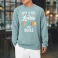 Just A Girl Who Loves Ice Cream And Books Women Raglan Sleeve Sweatshirt Cardinal