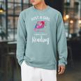 Just a Girl Who Loves Reading Book Lover Reading Raglan Sleeve Sweatshirt Cardinal