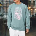 Just A Girl Who Loves Tea Books & Her Cat Cute Tea Drinker Raglan Sleeve Sweatshirt Cardinal Just A Girl Who Loves Tea Books & Her Cat Cute Tea Drinker Raglan Sleeve Sweatshirt Cardinal