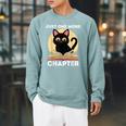 Just One More Chapter Cute Cat Reading Book For Reader Men Women Kids Raglan Sleeve Sweatshirt Cardinal