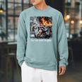 Just One More Chapter Dumpster Raccoon Reading Book Raglan Sleeve Sweatshirt Cardinal
