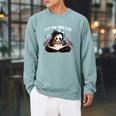 Just One More Page Panda Astronaut Space Suite Book Reading Raglan Sleeve Sweatshirt Cardinal