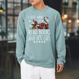 I Just Want To Read Books & Pet Cats Cats And Books Raglan Sleeve Sweatshirt Cardinal