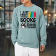 I Just Want To Read Books And Pet My Boston Terrier Raglan Sleeve Sweatshirt Cardinal