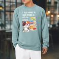 I Just Want To Read Books And Pet My Calico Kitty Cat Raglan Sleeve Sweatshirt Cardinal