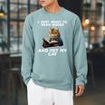 I Just Want To Read Books And Pet My Cat Raglan Sleeve Sweatshirt Cardinal