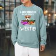 I Just Want To Read Books And Pet My Westies Raglan Sleeve Sweatshirt Cardinal