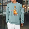 Kawaii Cute Giraffes Books And Tea Women's Raglan Sleeve Sweatshirt Cardinal