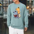 Kawaii Kittens Cats Tea And Books Cartoon Cat For Men Women Girls Kids Raglan Sleeve Sweatshirt Cardinal