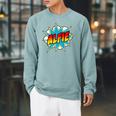 Kids Boys Alfie Name Comic Book Superhero Raglan Sleeve Sweatshirt Cardinal