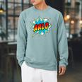 Kids Boys Arlo Comic Book Superhero Name Raglan Sleeve Sweatshirt Cardinal