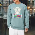 Koala Bear Reading Books Koala Raglan Sleeve Sweatshirt Cardinal