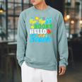 Last Day Of School Bye Bye Books Hello Beach Raglan Sleeve Sweatshirt Cardinal