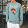Let's Eat Kids Punctuation Saves Books Grammar Raglan Sleeve Sweatshirt Cardinal