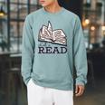Let's Read Books Raglan Sleeve Sweatshirt Cardinal