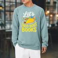 Let's Taco About Books Mexican Pun Bookworm Premium Tri-Blend Raglan Sleeve Sweatshirt Cardinal